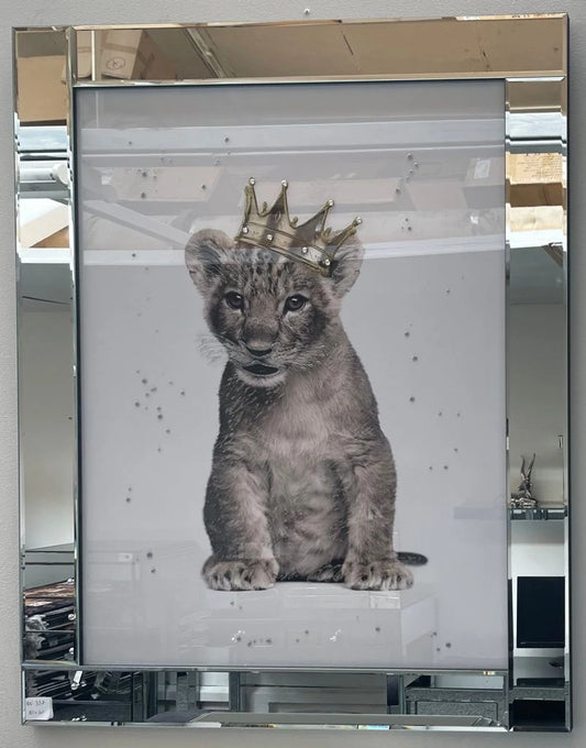 Crystal Mirrored Lion Cub XXL Photo Frame