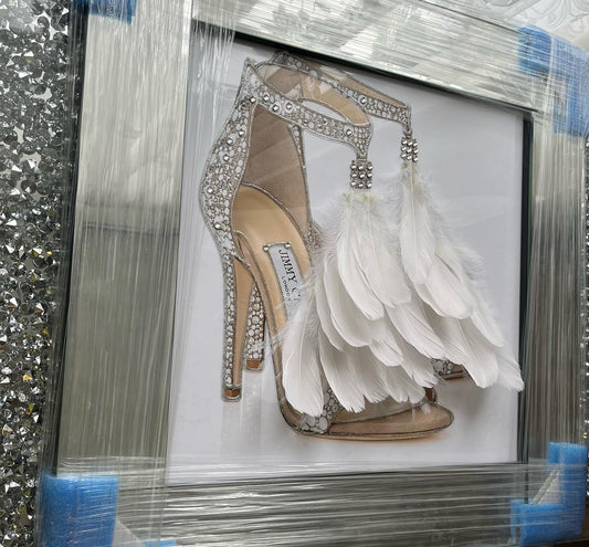 Large Mirrored Jimmy Choo Heels Feather Edition Photo Frame